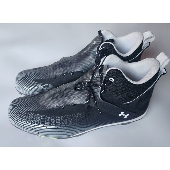 Under Armour Football Cleats Size 18 Black with Pellet Protect Spine Sneakers - Picture 1 of 7